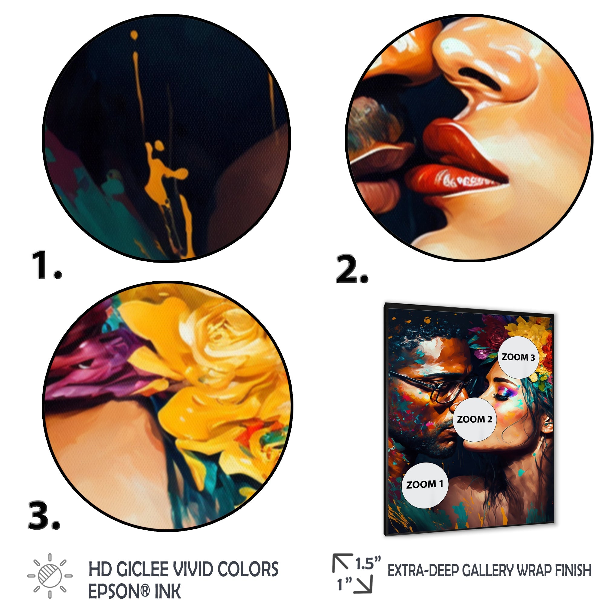 Loving Couple Kissing Floral Design VI