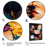 Loving Couple Kissing Floral Design VI