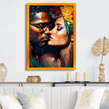 Loving Couple Kissing Floral Design VI