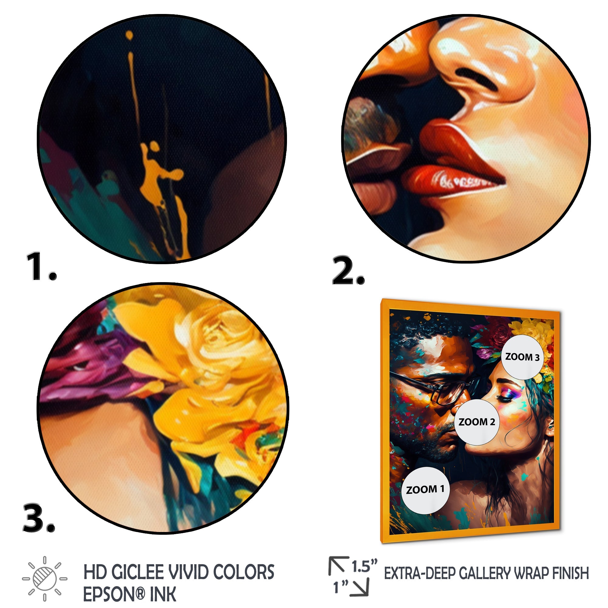 Loving Couple Kissing Floral Design VI