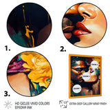 Loving Couple Kissing Floral Design VI