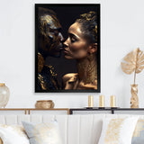 Gold African Amercian Couple Kissing