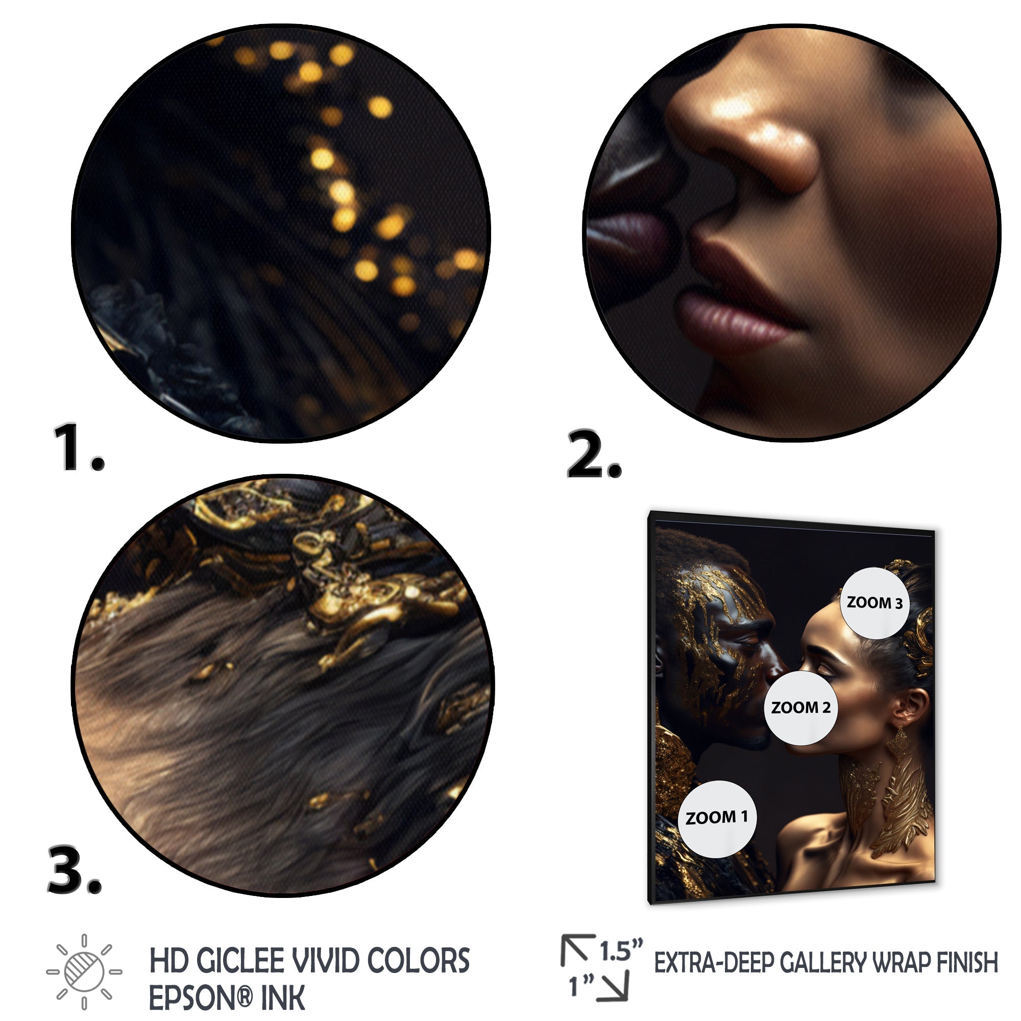 Gold African Amercian Couple Kissing