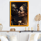 Gold African Amercian Couple Kissing