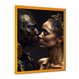 Gold African Amercian Couple Kissing