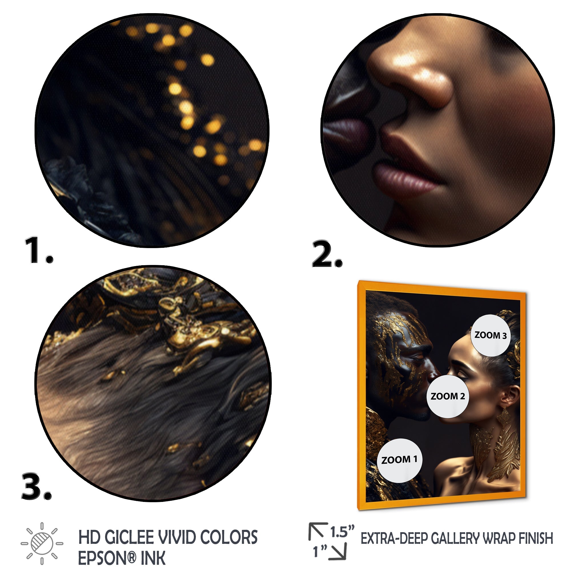 Gold African Amercian Couple Kissing