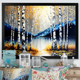 Monochrome Golden Birch Trees By The River IV