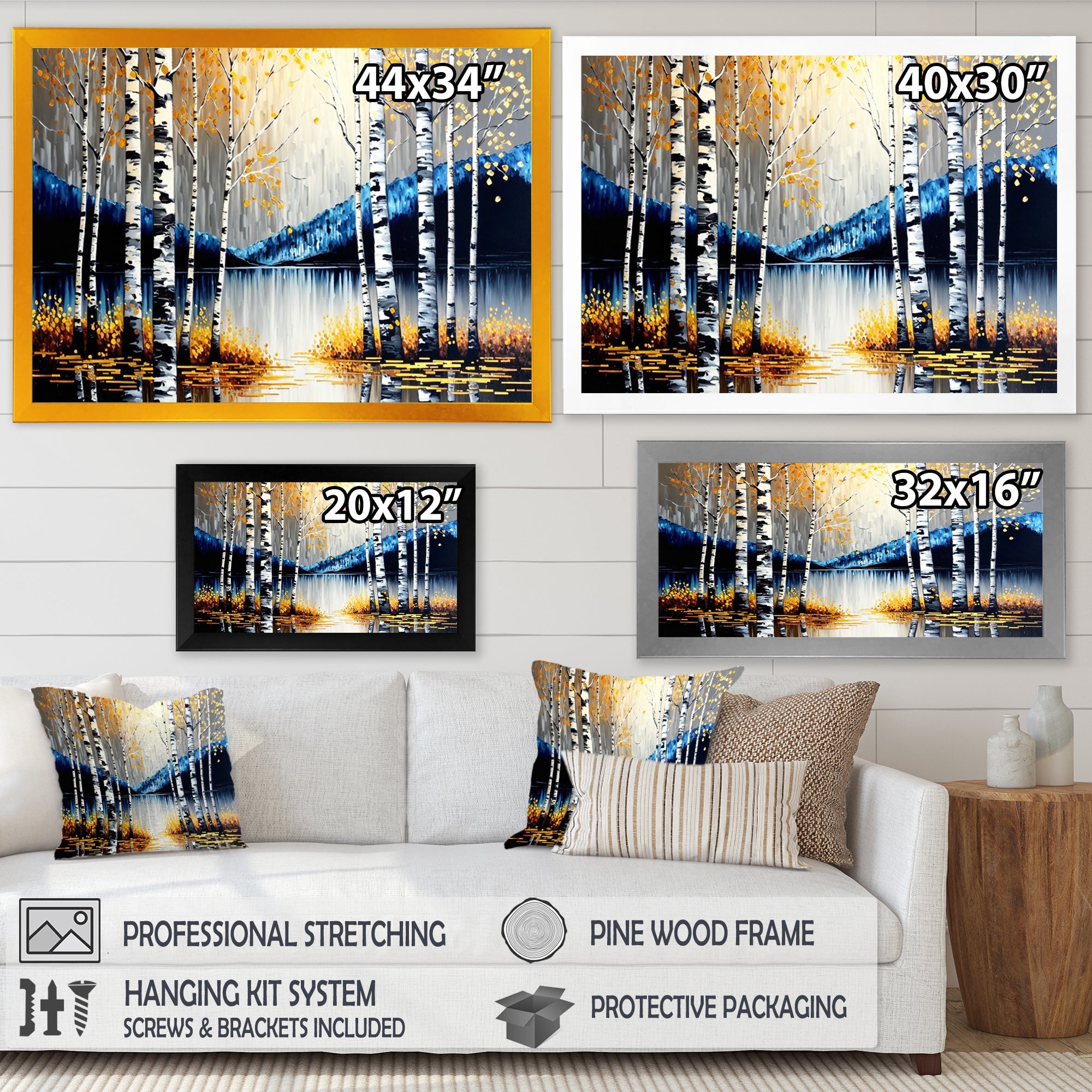 Monochrome Golden Birch Trees By The River IV