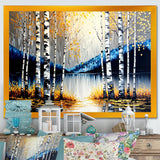 Monochrome Golden Birch Trees By The River IV