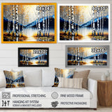 Monochrome Golden Birch Trees By The River IV