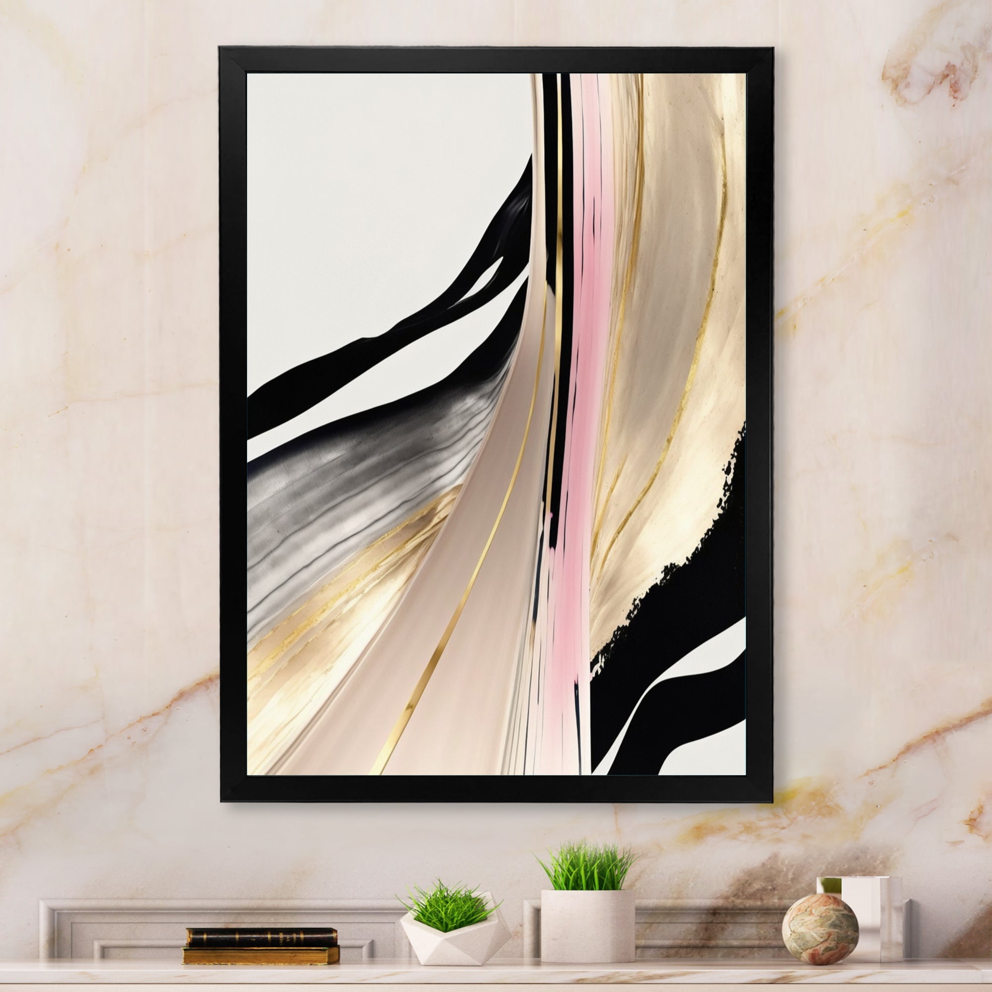Minimalism Pink And Gold Cubic Fusion VII