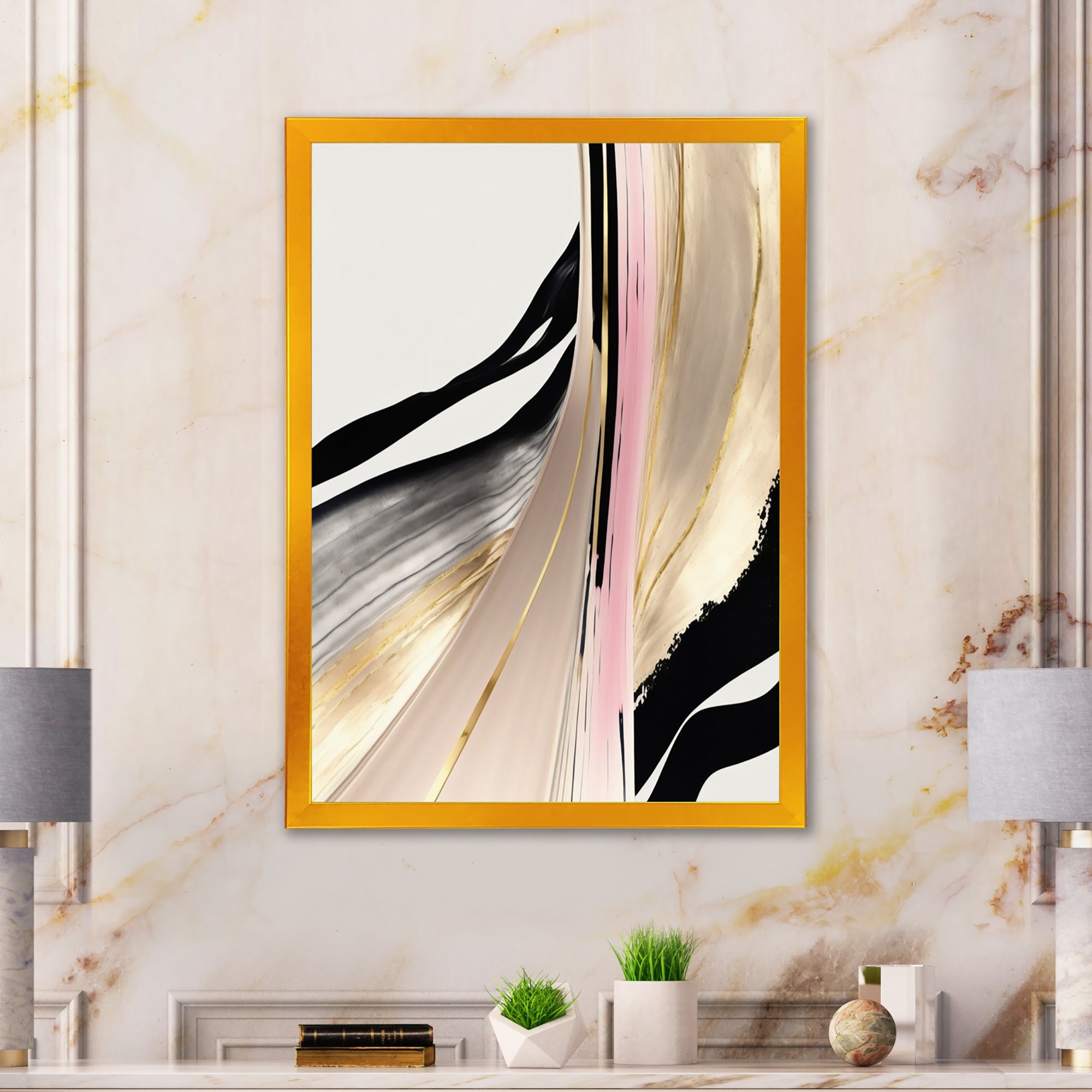 Minimalism Pink And Gold Cubic Fusion VII