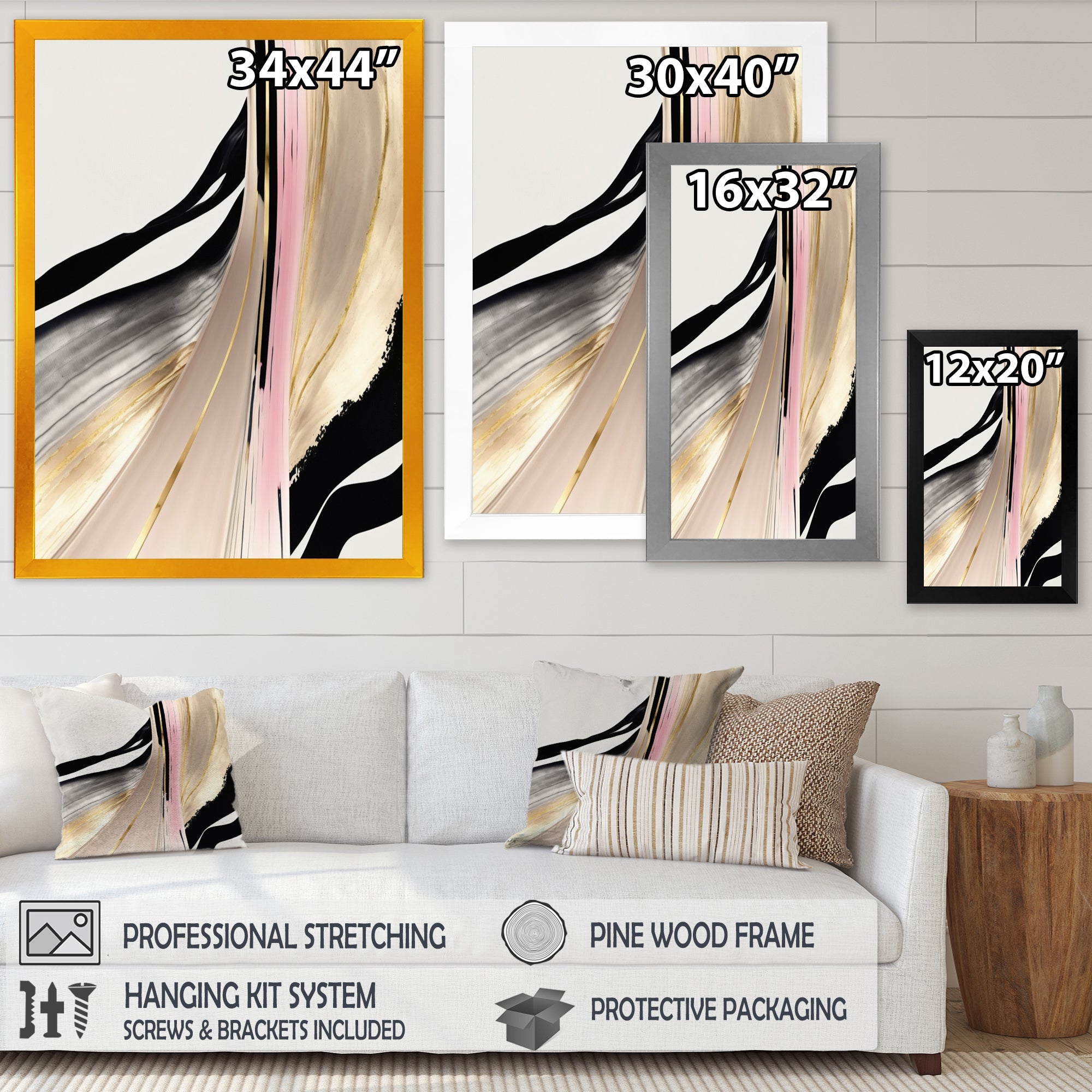 Minimalism Pink And Gold Cubic Fusion VII