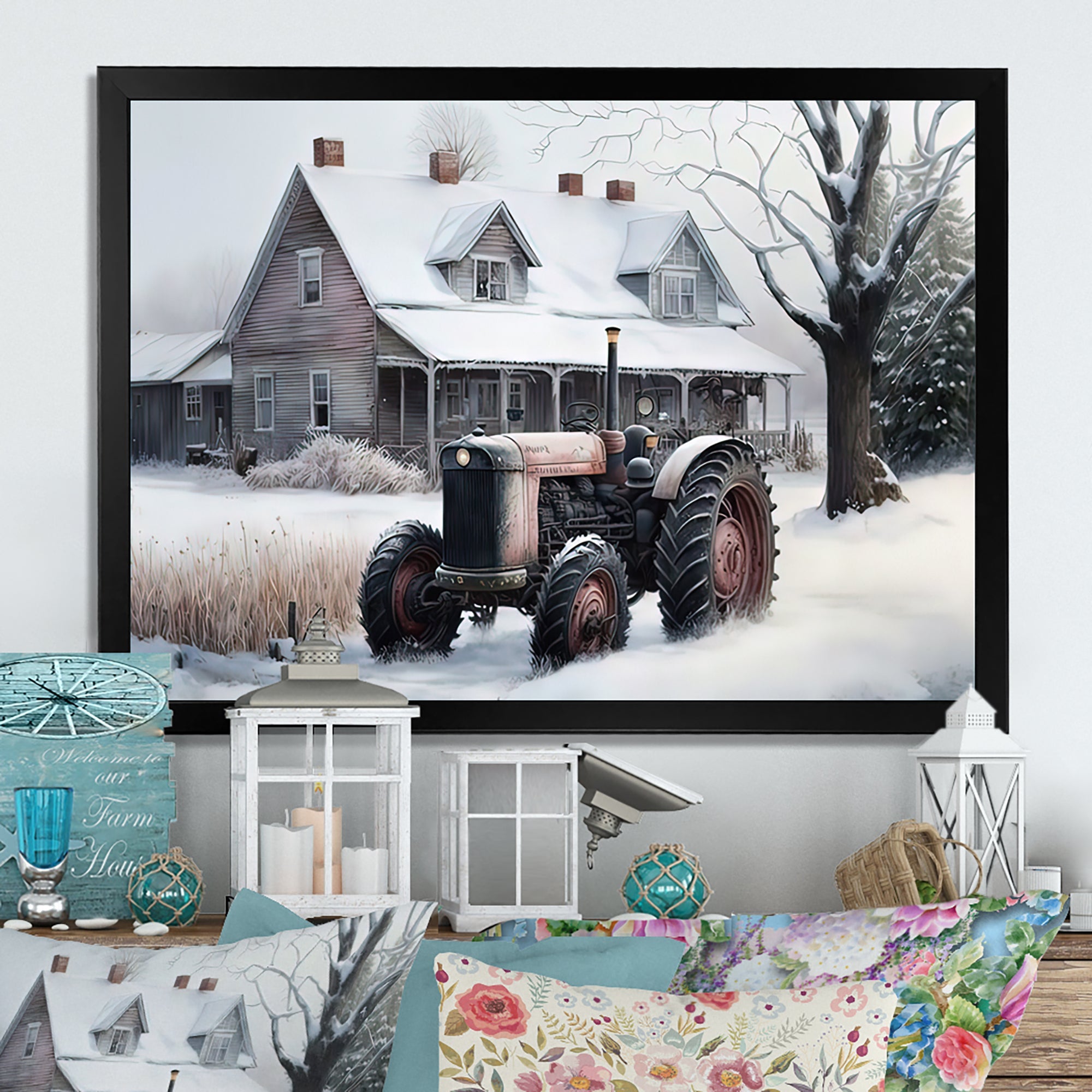 Tractor At The Barn In Winter I