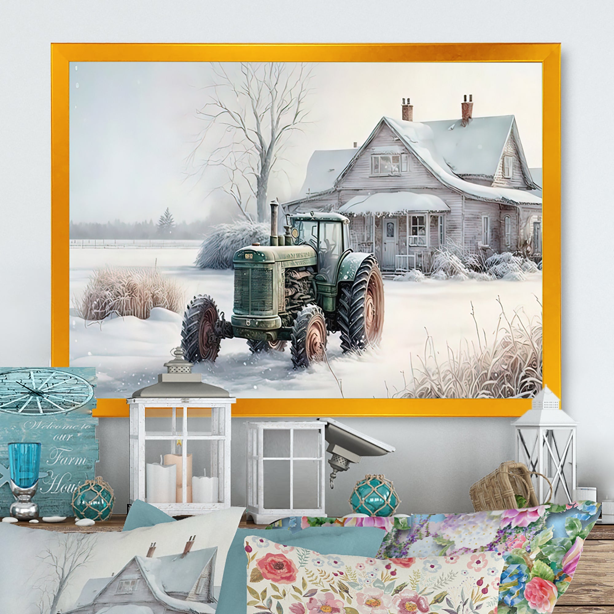 Tractor At The Barn In Winter II