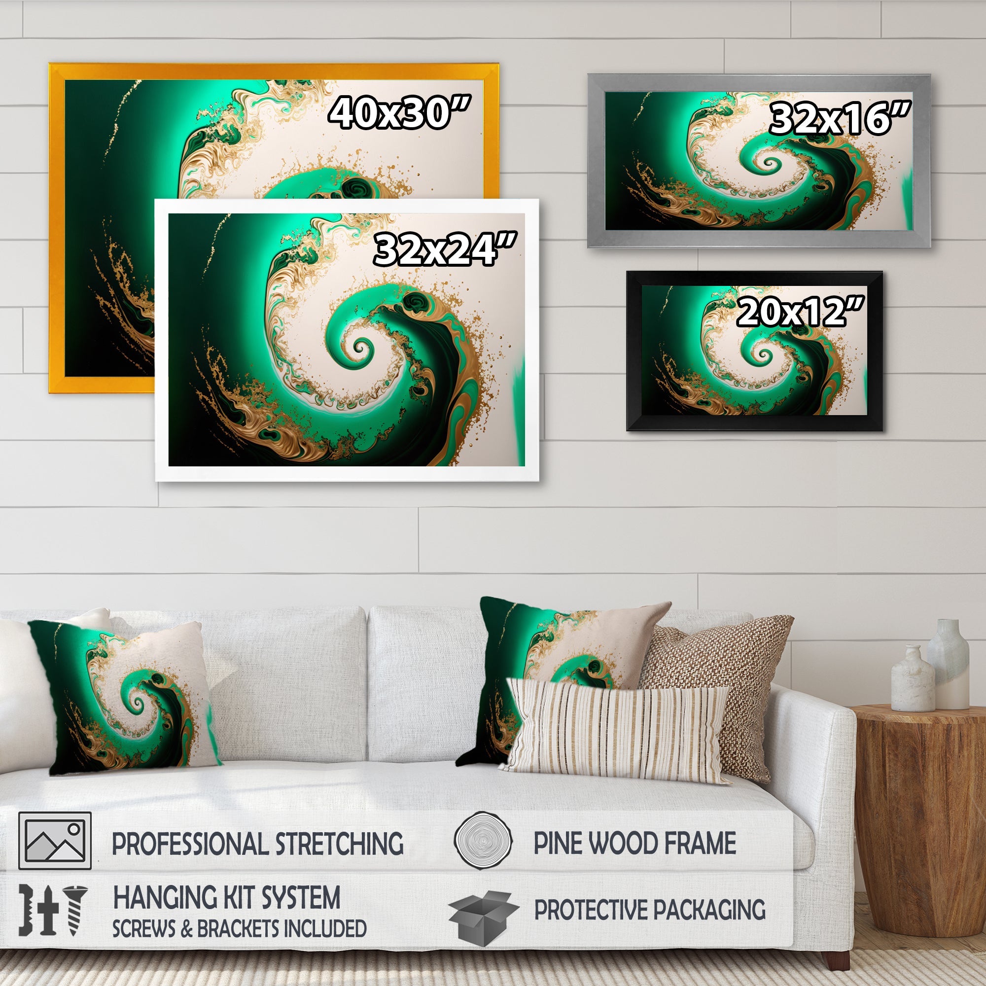 Green And Gold Crashing Waves II