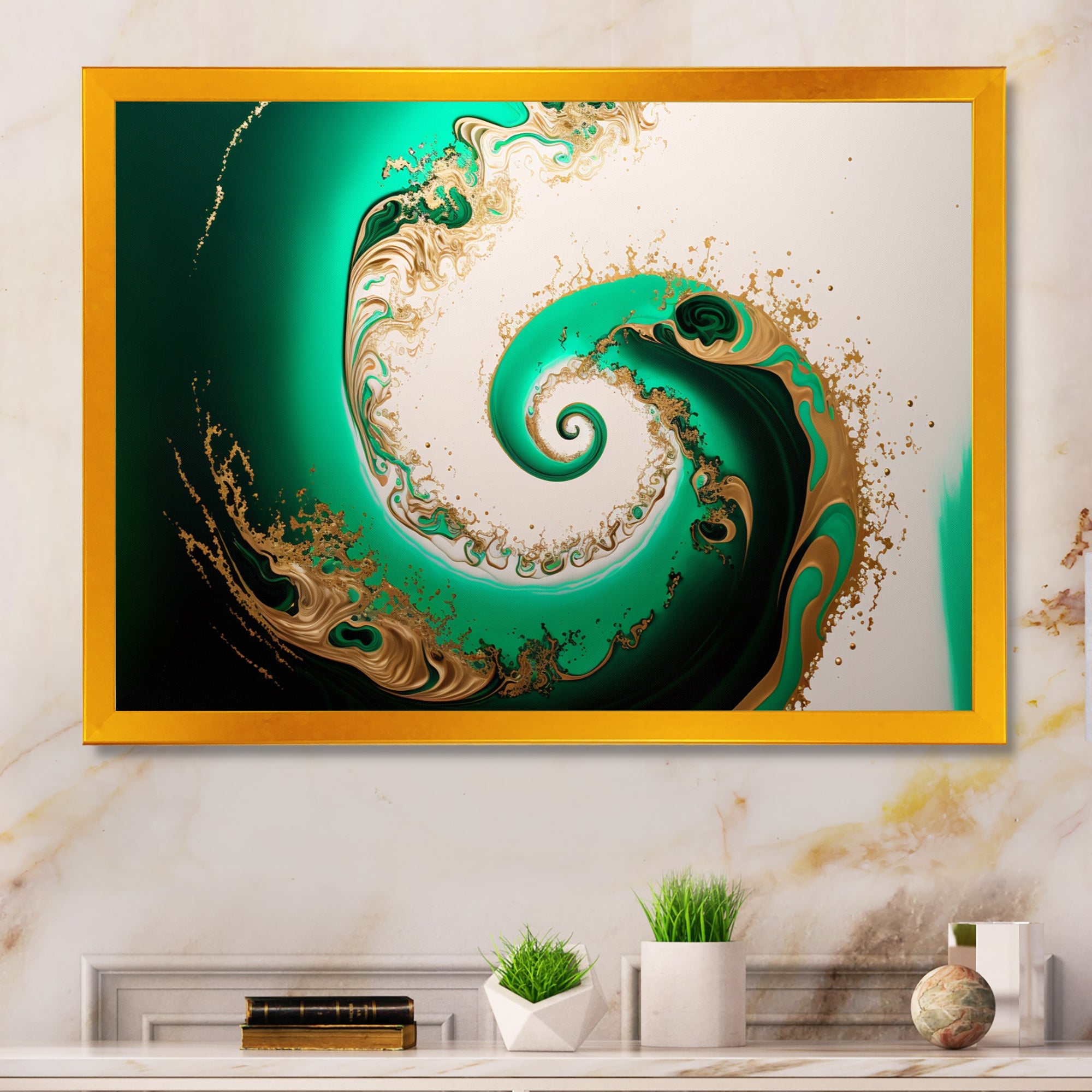 Green And Gold Crashing Waves II