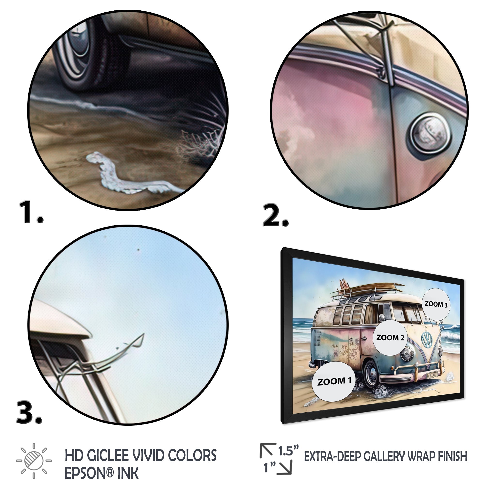 70S Surfing Van At The Beach I