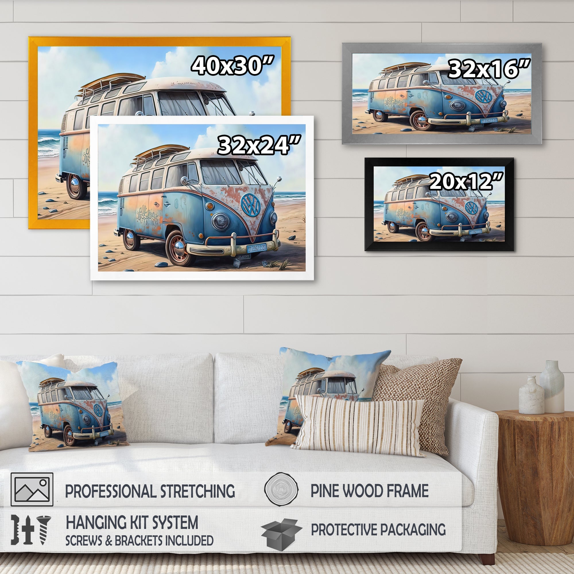 70S Surfing Van At The Beach III