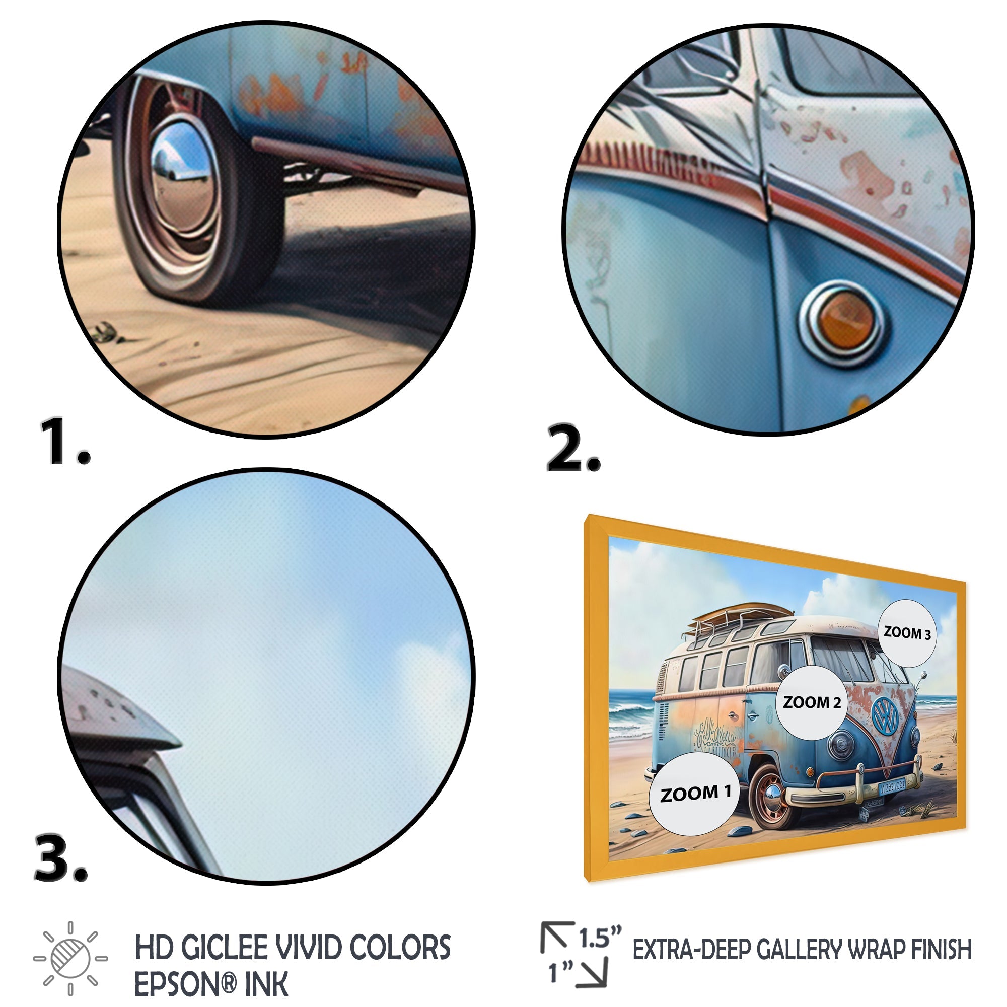 70S Surfing Van At The Beach III