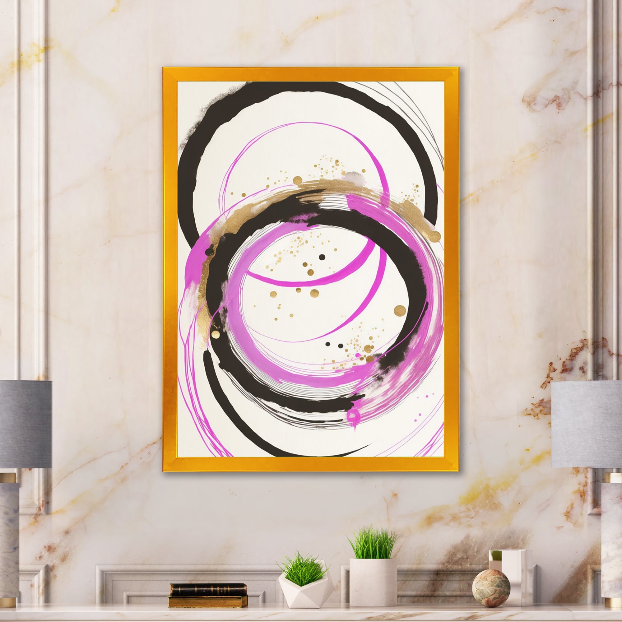 Pink And Gold Liquid Art