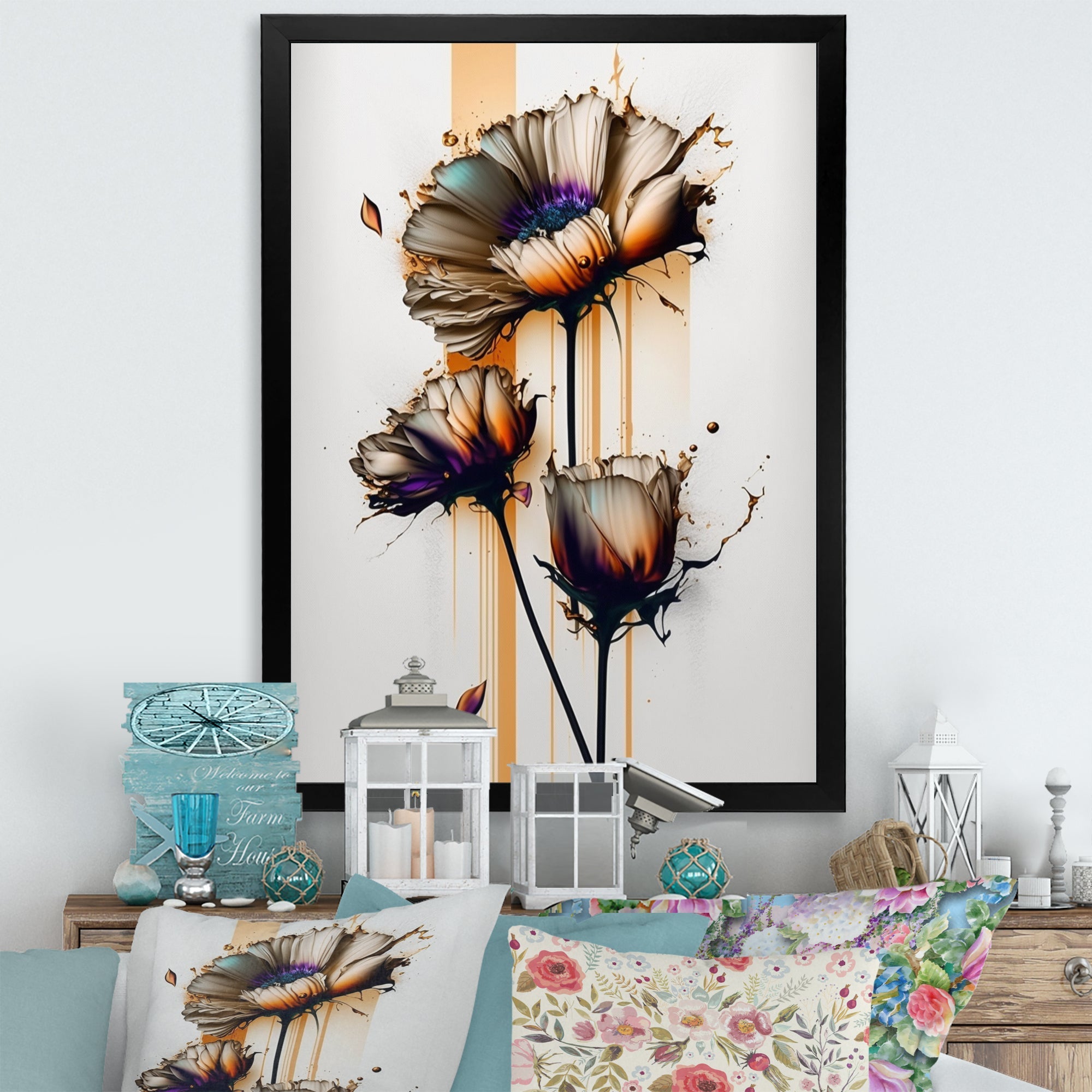Orange Daisy Flower On Abstract Fusion I