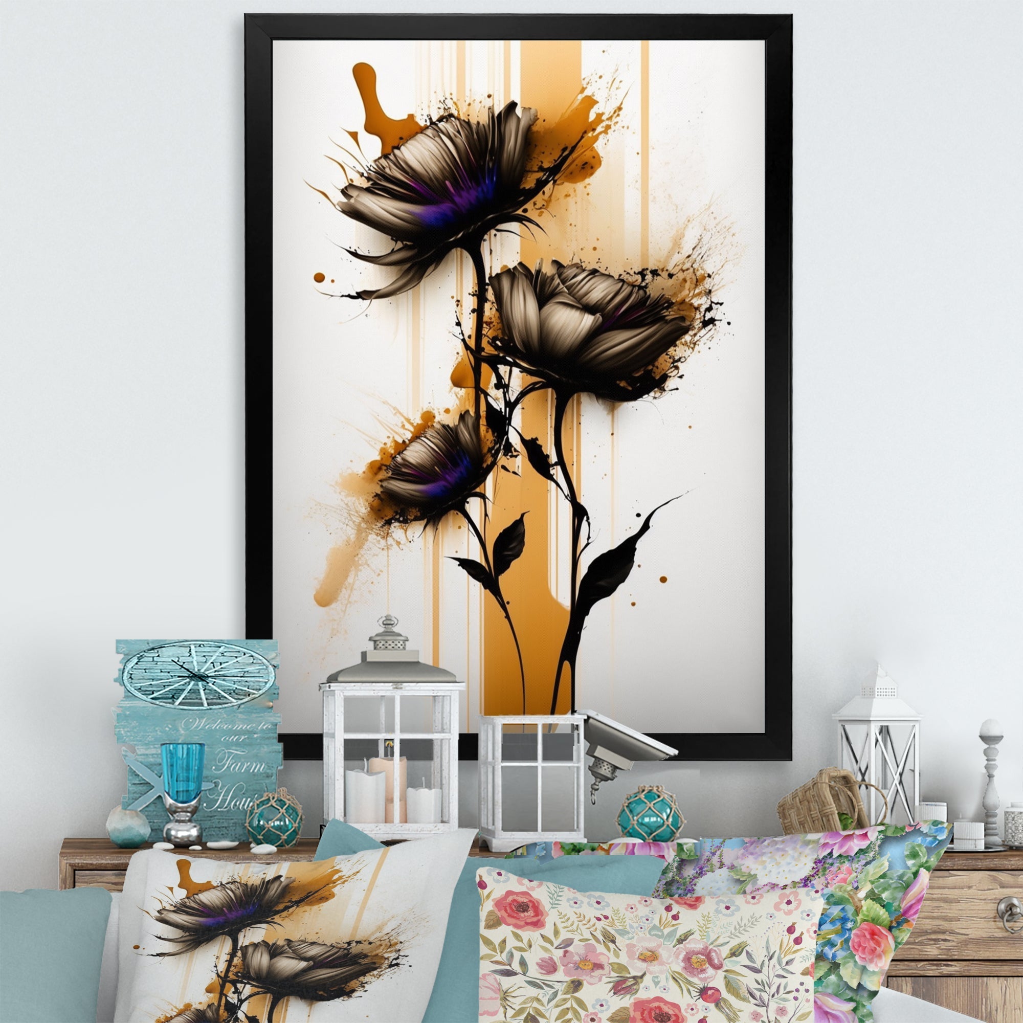 Orange Daisy Flower On Abstract Fusion II