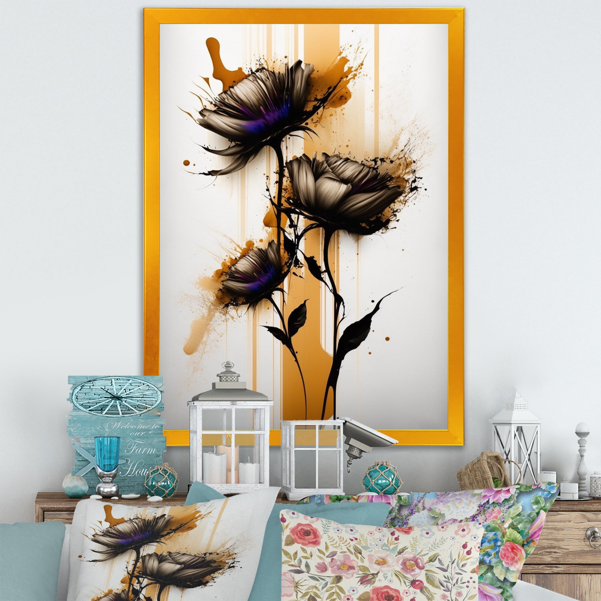 Orange Daisy Flower On Abstract Fusion II
