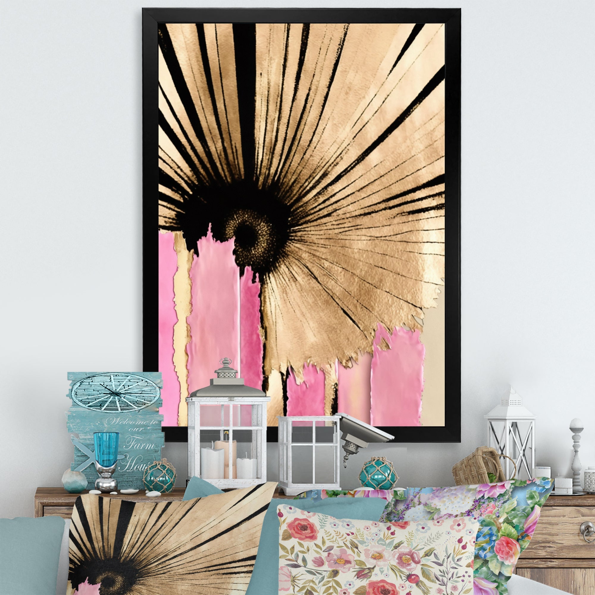 Pink Gerbera Flower On Abstract Fusion I
