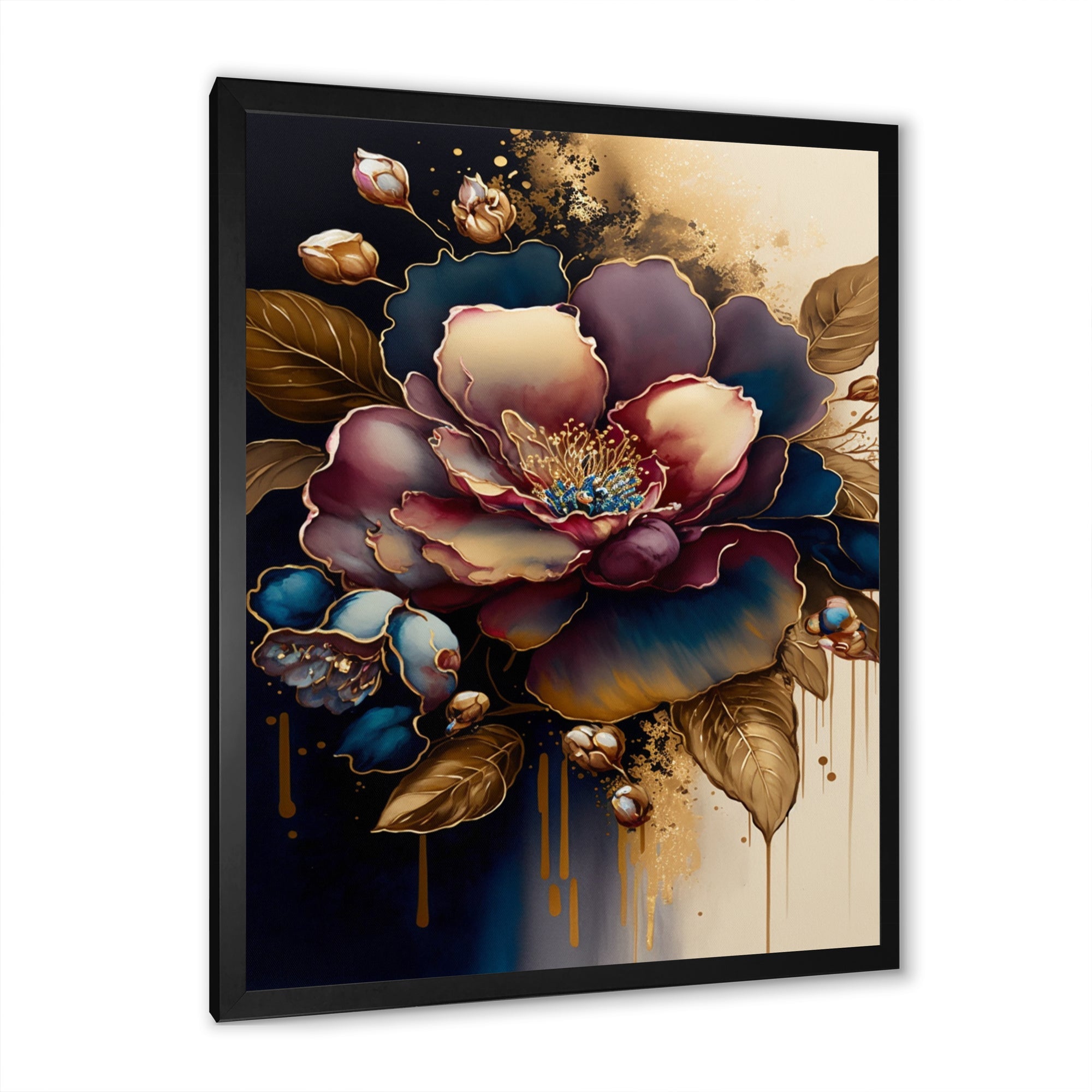 Red And Gold Camellia Floral Design I