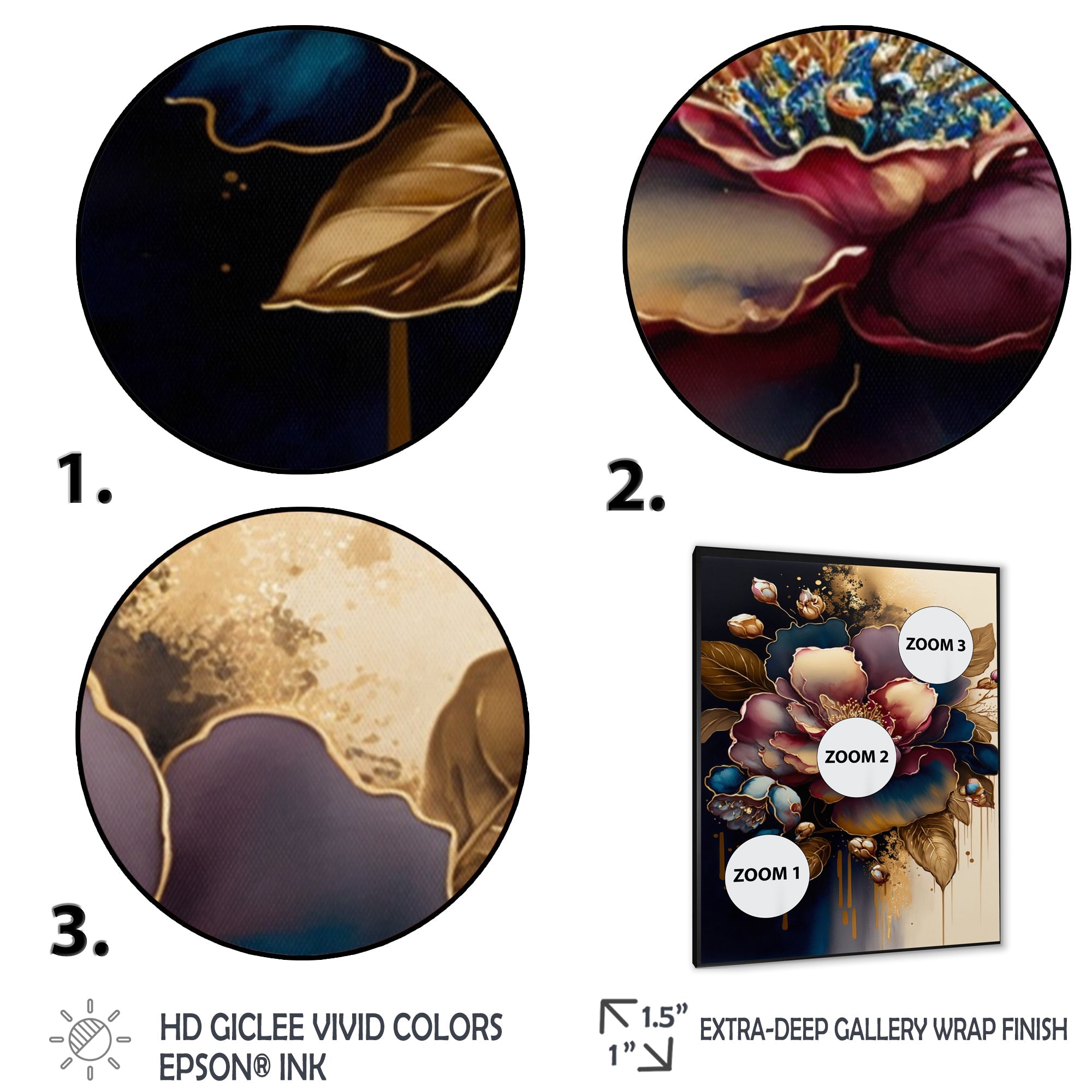 Red And Gold Camellia Floral Design I