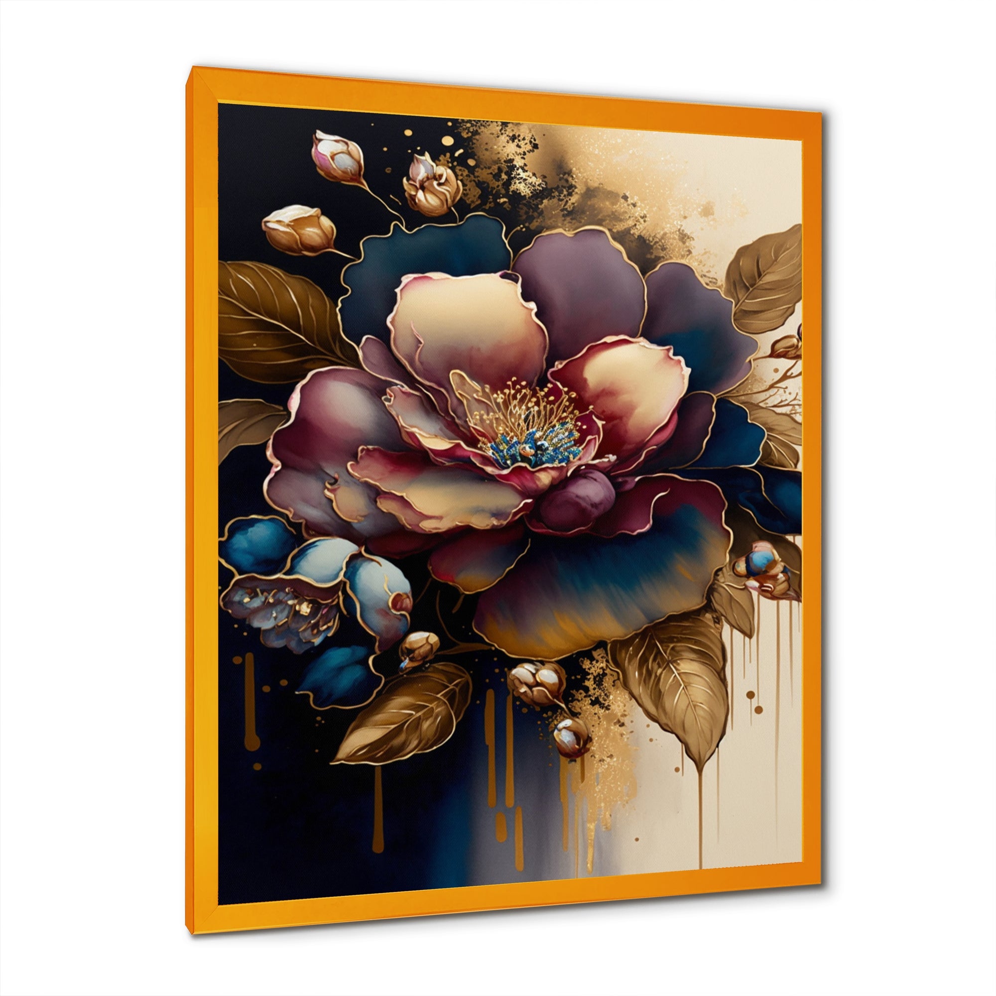 Red And Gold Camellia Floral Design I