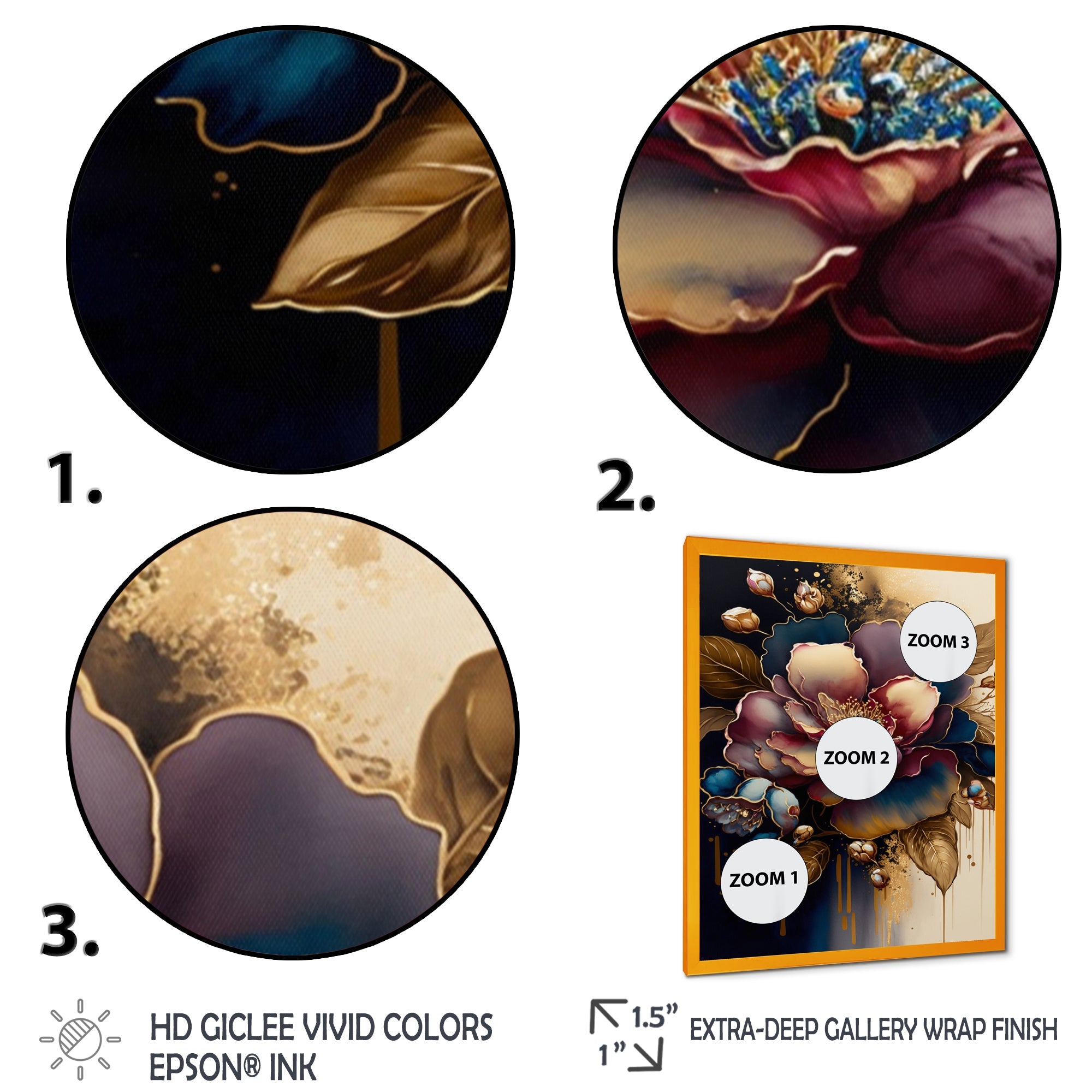 Red And Gold Camellia Floral Design I