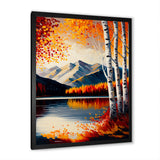 Red And Orange Birch Trees By The Lake V