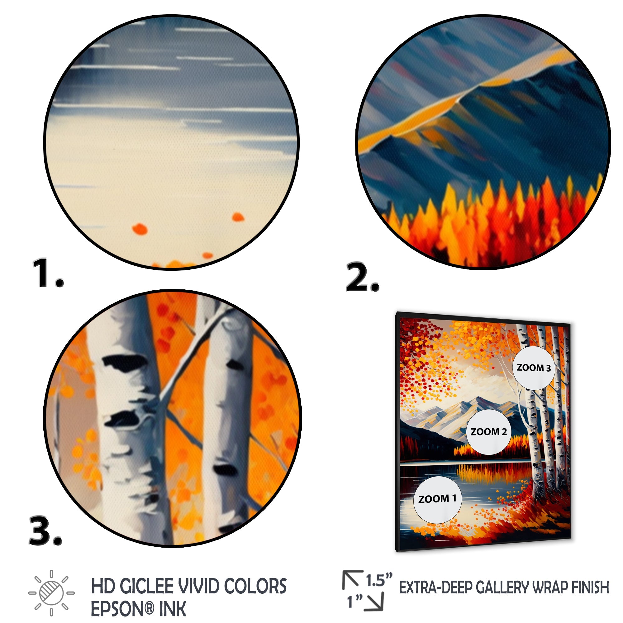 Red And Orange Birch Trees By The Lake V