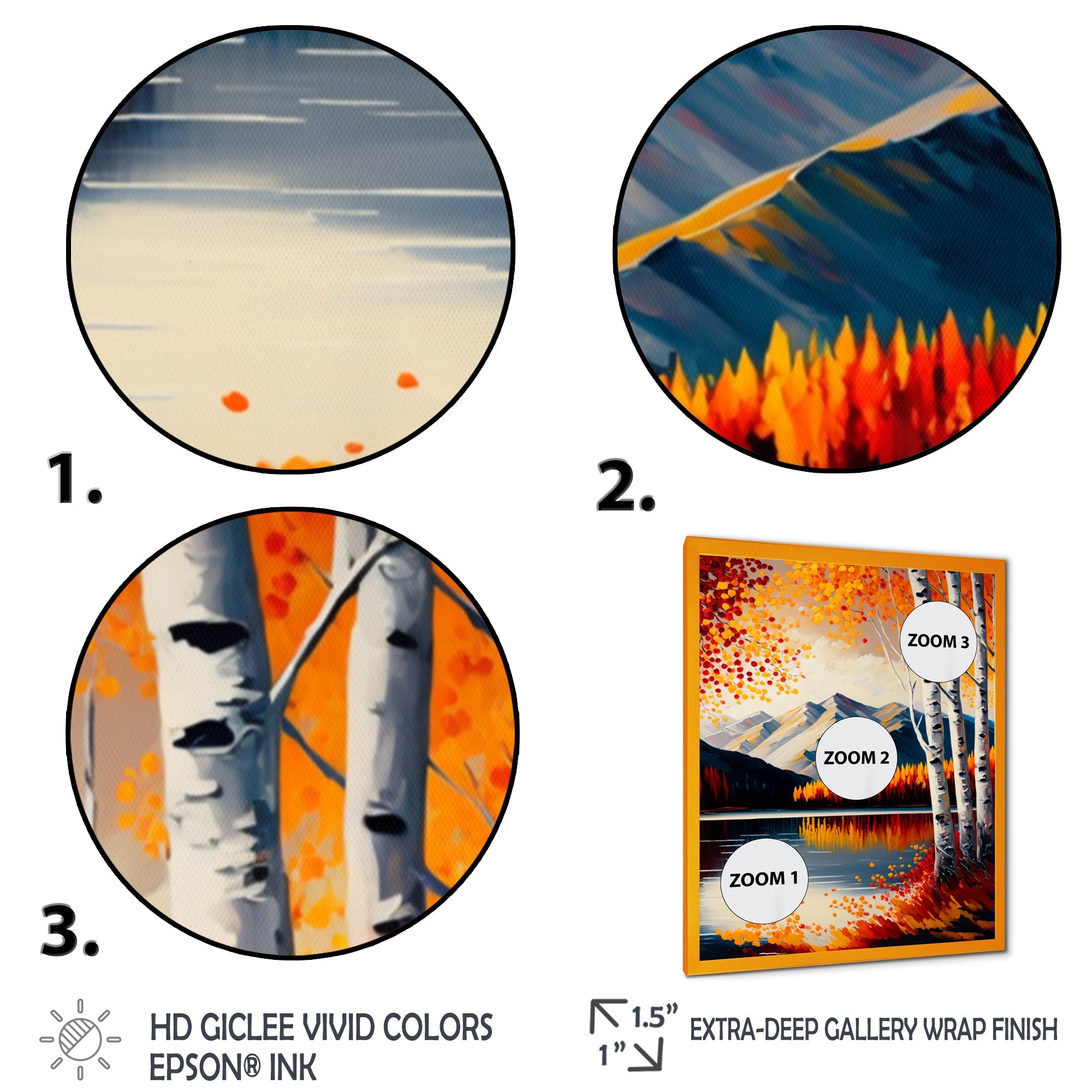 Red And Orange Birch Trees By The Lake V