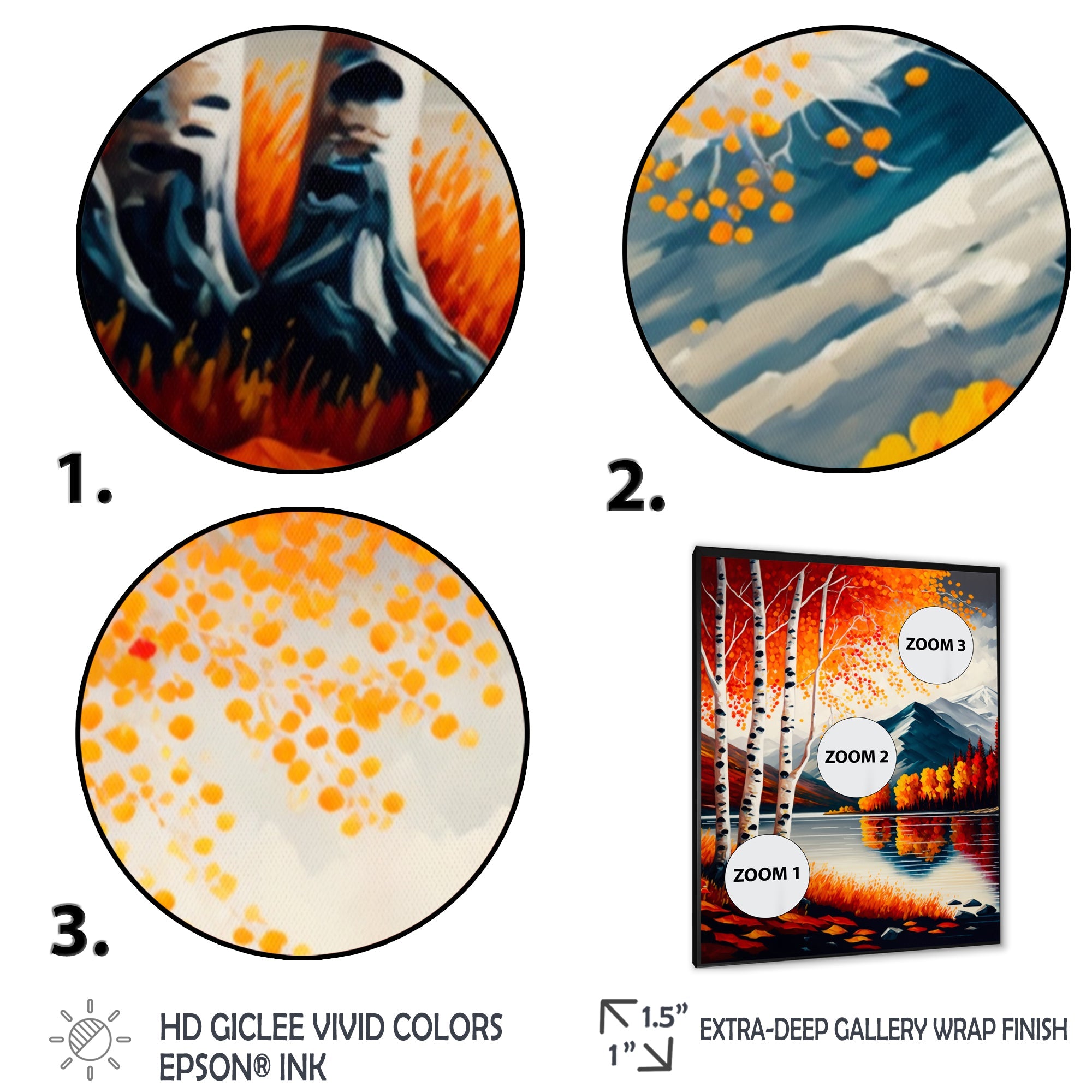 Red And Orange Birch Trees By The Lake VI