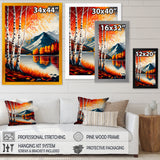Red And Orange Birch Trees By The Lake VI