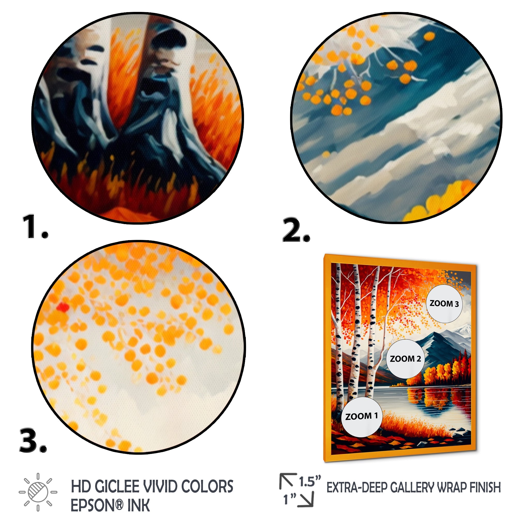 Red And Orange Birch Trees By The Lake VI