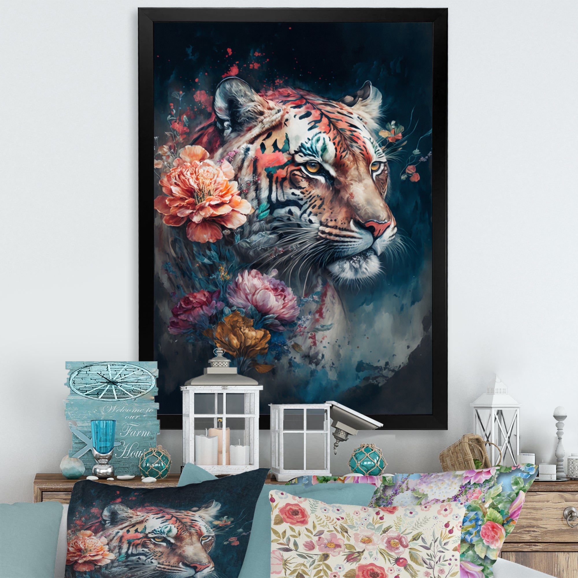 Cute Tiger Floral Art II
