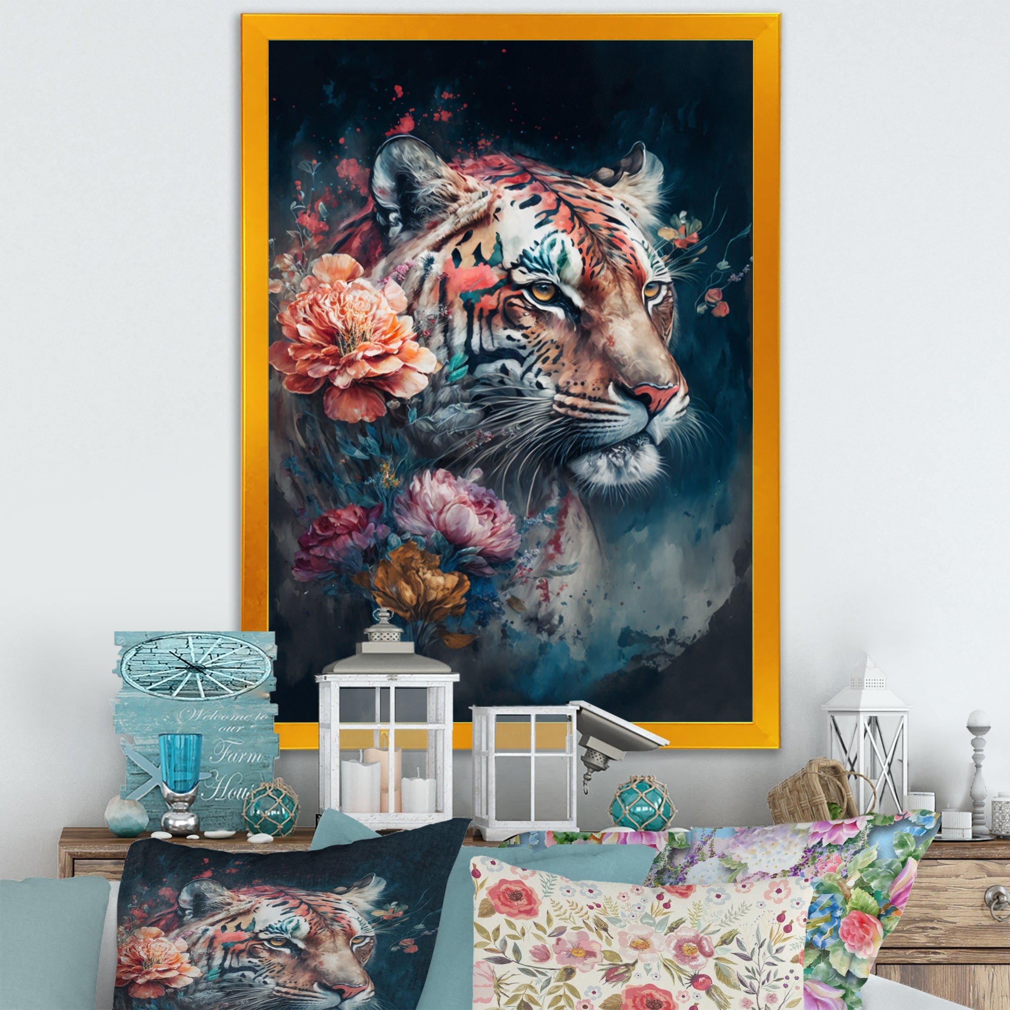 Cute Tiger Floral Art II