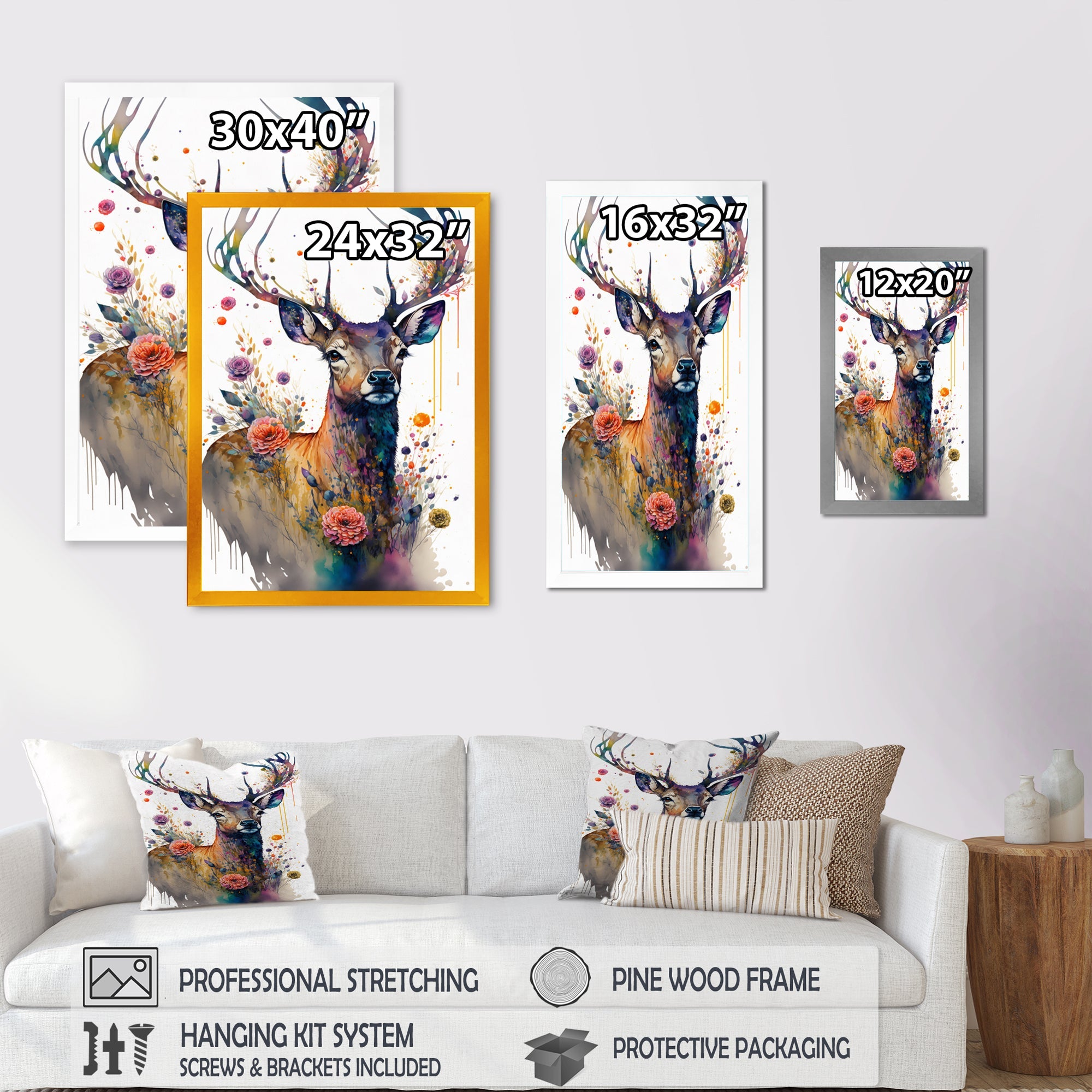Cute Deer Floral Art I