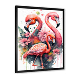 Cute Flamingos Floral Art I