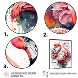 Cute Flamingos Floral Art I