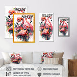 Cute Flamingos Floral Art I