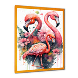 Cute Flamingos Floral Art I