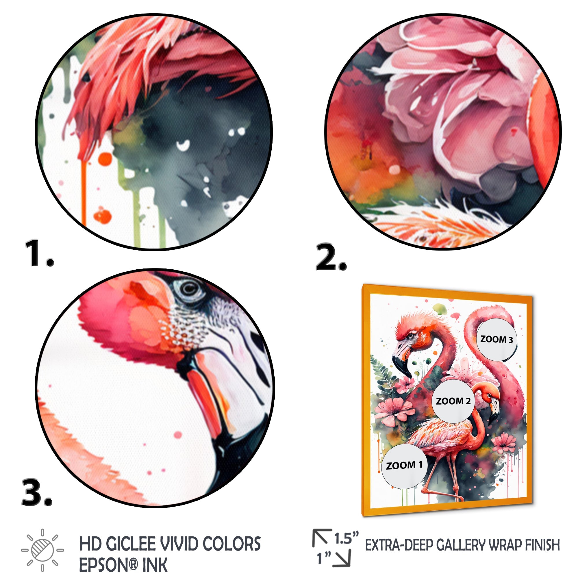 Cute Flamingos Floral Art I