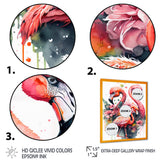 Cute Flamingos Floral Art I