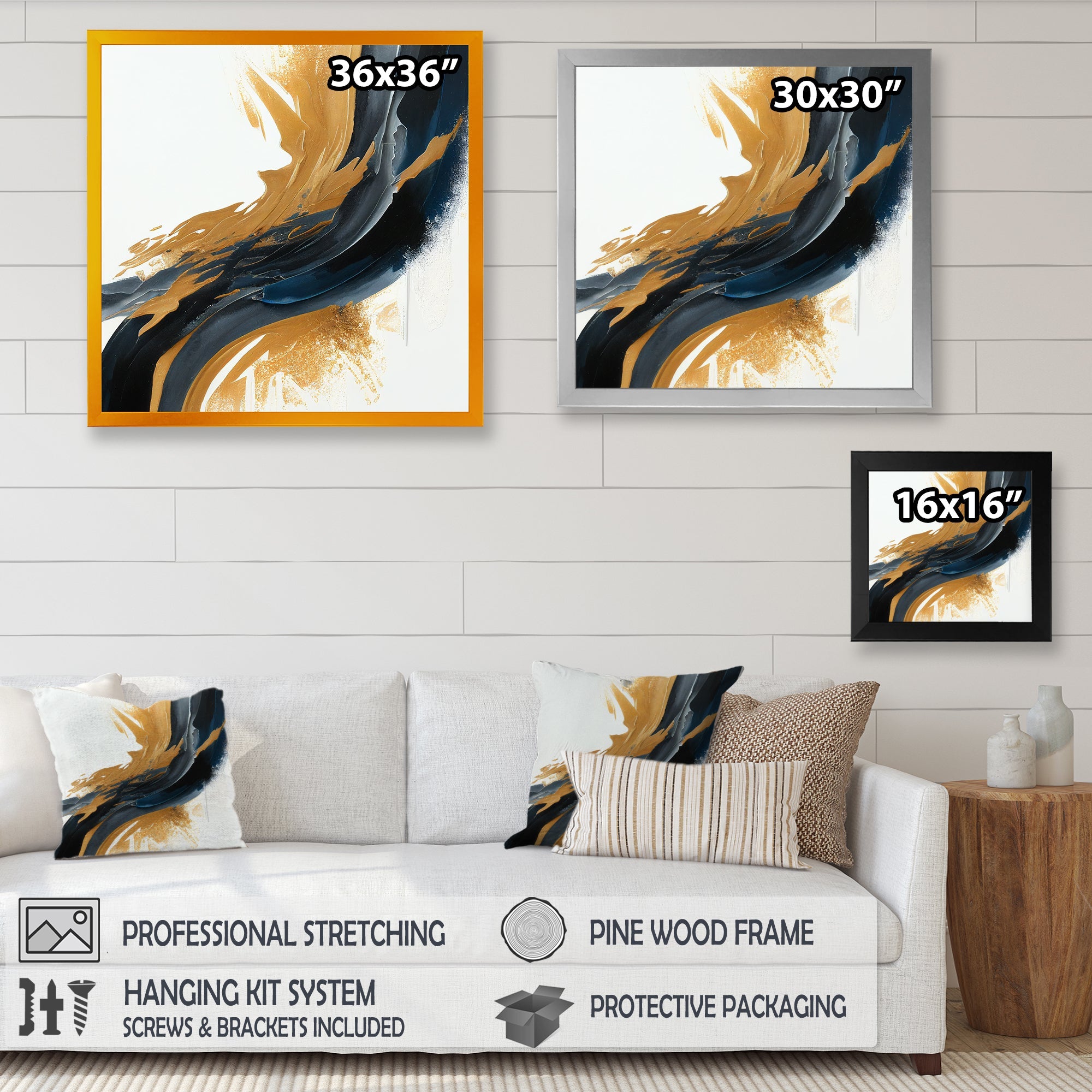 Blue And Gold Swirl Abstract II