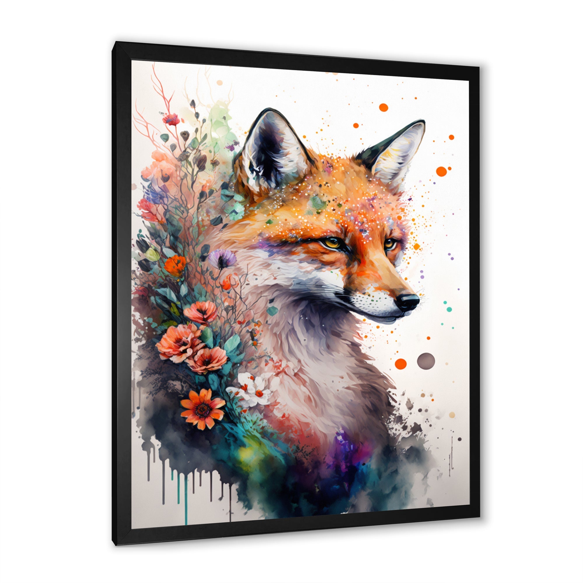 Cute Fox Floral Art I